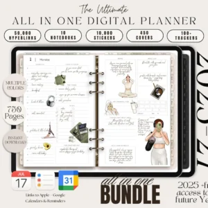 2025,2027 All-in-One Dated Digital Planner, Budget, Fitness, Notebook, Daily Planner, Goodnotes Planner, iPad Planner, Notability Planner